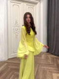 2024 Fashion Temperament Horn Sleeve Long-Sleeved Lotus Leaf Design Sense Court Style Dress