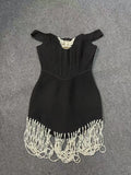 New Pendulum Multi-Layer Pearl Shoulder Short Ass Skirt Temperament High-End Light Luxury Dress Bandage Skirt