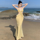 Hottie Sexy Dew Backpack Hip Skirt Cross Lotus Side Sling Skirt Female Atmosphere French Suit Dress