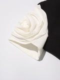 Famous Style Dress 2025 Summer New Round Collar Three-Dimensional Flowers Solid Dress Woman