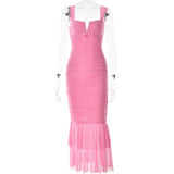 Spring And Summer Slings Splicing Dress Stylish Sexy Tatry Folded Fishtail FD9738 HZ0628