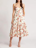 French Temperament Elegant Floral Prints Sling Dress In Summer 2024