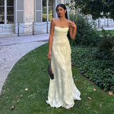 With The Same Retro Cream-Colored Sling Print-Deli Dress Sweet And Gentle Wind Birthday Evening Dress