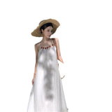 Holiday Wind Two Sets Of Women's Summer 2024 New Hollow Lavender Sling Dress