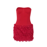 Spring 2025 New Short Skirt Famous Style Temperament Sexy Three-Dimensional Flower Texture Bosom Skirt DJPT