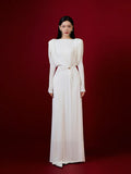 Retro High-End Solid-Colored Dress Dress 2025 Summer Round-Neck Long-Sleeved Waist Design Dress Dress Dress