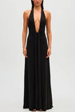 Women's Solid Color Sexy Perspective Low-Breastless Sleeveless Babes Dress Women 8075 HZ0628