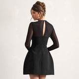 Women's Autumn Mesh Splicing Dew Skin Elegant Skirt DJPT