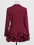 Fresh Sweet Style Suit Dress 2025 Summer New V-Neck Double Buckle Lotus Leaf Side Splicing Dress Woman
