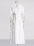 Tea Rest Temperament Elegant Style Dress 2025 Summer New V Collar Paste Splicing A Word Long Dress Dress Woman