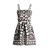 Casual Wind 2025 New Printed Sleeveless Button Tie With Short Broad Leg Jumpsuit Woman