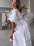 Summer New Fashion Simple Temperament Cardigan Pure Color Elegant Dress
