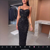Tudted In The Middle Of The Waist Slinged Ribbon Dress Celeban Birthday Party Dinner Dress