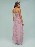 For High-End Chiffon Dress Women Lotus Edge Folding Design Thin Long Dress Fast Fashion HZ0628