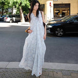 Zhao Sanguan The Same Butterfly Printed Dress 2024 New Gentle V-Neck Loose Holiday Dress