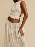 Design Folding Top Sexy Back Hanging Neck Sling Skirt Two Sets HZ0628