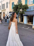 Summer New Fashion Stacked Solid Color Sexy Sling Dress