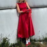 Women's Hepburn Style Solid Round-Neck Sleeveless Dress In Autumn 2024