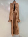 Spring And Summer Design With Lantern Bat Sleeve Fashion Flowing Curry Dress Dress