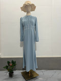 2024 Fashion Temperament Long Sleeves Rolled Forked Irregular Dress Dress Woman