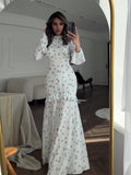 2024 Gentle Wind Small Fresh Flowers And Leaves Long Dress