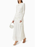 Temperament Famous Wind Style T-Shirt Dress 2025 Spring New Round Collar Kinesge Metal Buckle Folded Knitted Dress Woman