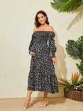 2025 New Spring Pregnant Woman Chiffon Dress Small Broken Floral Dress Maternity