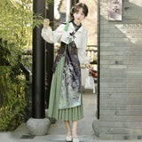 Yan No Return To Hanfu Women's Chinese Style Improvement Han Element Cheongsam Jacket Half Skirt Set 8979