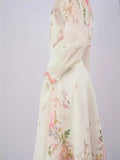 Early Autumn Australian Design Elegant Fresh Floral Shirt Top + High Waist Half-Dress Suit