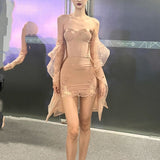 Minority Sexy Sling Dress With Breast-Wearing Women's French Fish Bone Thin-Skinny Dress Bag Hip Skirt Skirt