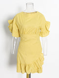 Trend Style Dress 2025 Spring New Petal Sleeves With Irregular Short Skirts
