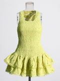 Summer Holiday Wind New U-Shaped Tie Design Super Short Lotus Edge Dress Woman