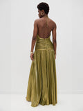 Women's Metallic Metallic Folding Fork With Hanging Neck Dress Sleeveless Back 8155 HZ0628