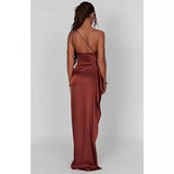 Fashion Irregular Sleeve Slanted Shoulder High-End Evening Dress HZ0628