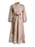 Style Dress 2025 New Collar Long Sleeve Tie To Close The Waist Repair Dress Summer Long Girl