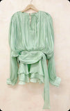 Dress 2025 Spring And Summer New Loose Long-Sleeved Sexy T-Shirt With Ribbon Dress Woman