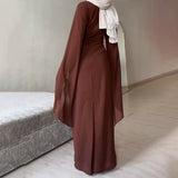 Fashion Comfortable And Loose Solid Color Temperament Bat Sleeve Dress In Autumn