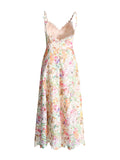 Sexy Hottie Style 2025 Summer New Lace Embroidery Print Waist Long Sling Dress Women's Dress