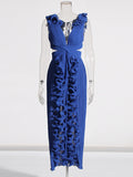 High-Sensing Dress Woman 2025 New Deep V-Neck Hollow Open Fork Dress Dress Dress