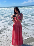 Hadid's Same Seaside Holiday French Sling Dress 2025 Summer New Lattice Beach Dress