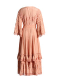 Holiday Dresses In The Wind 2025 Summer New V-Neck Embroidered Button High-Necked Dresses
