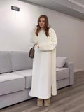 2024 Knitted Cover Korean Version Of Fashion Temperament Round Long Loose Dress