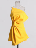 Sister Style Dress 2025 Summer New Bow Three-Dimensional Decoration Asymmetric Thoracic Dress Woman