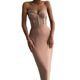 Solid Temperament Palette With Bra Strap Dress Sexy Diamond Party Dress Dress