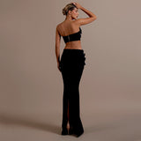 New Design-Sensitive Flower-Singing Diamond Bandage Set Sexy Tective Blouse Two-Piece