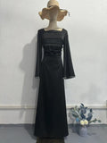 2024 New Body-Cuffed Diamond-Tieed Long-Sleeved Ribbon Dress Dress Woman