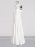 Temperament Lady Style Dress 2025 New Sleeveless Collar Lace Hollow Waist Lotus Leaf Side Gentle Dress Girl