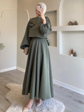 2024 New Middle East Dubai Flower Lantern Sleeve Loose Dress Dress Dress Suit Two Sets