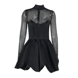 Autumn 2025 New Style Style Style Body Soaking Hem Net Yarn Sexy Dress Woman DJPT