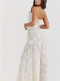 New Hot French Strapped Self-Repair Square Collar Exquisite Lace Dress HZ0628